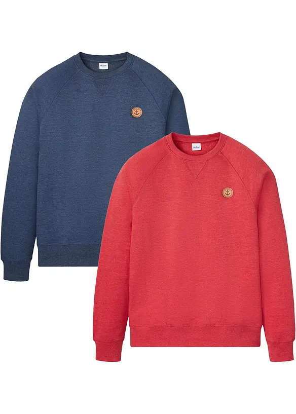 Sweatshirt (2er Pack) in blau von vorne - bonprix
