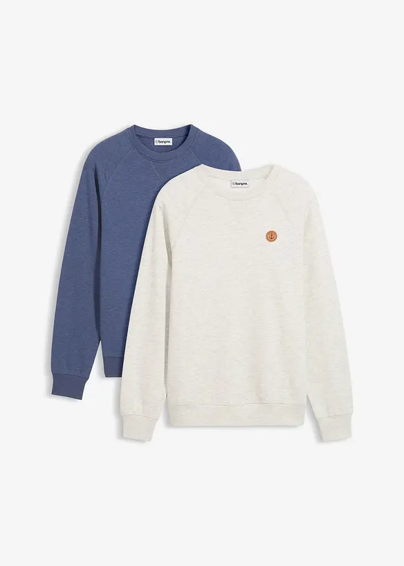 Sweatshirt (2er Pack) in blau von vorne - bonprix