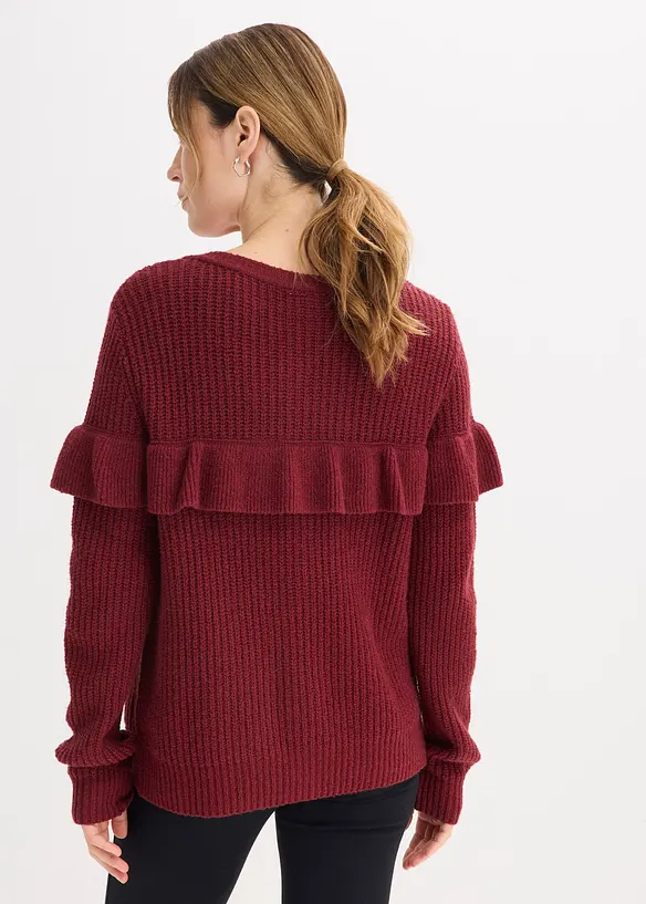Feinstrickjacke aus Baumwoll-Mix in rot von hinten (im Anschnitt) - bonprix