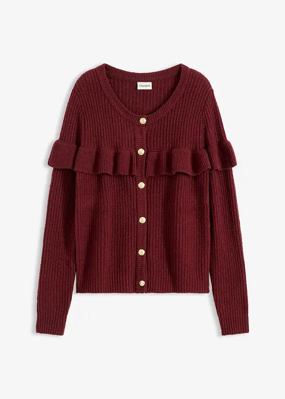 Feinstrickjacke aus Baumwoll-Mix in rot von vorne - bonprix