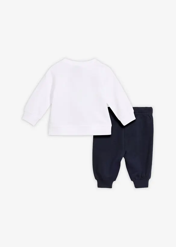 Baby Set aus Teddyshirt und Hose aus reiner Bio-Baumwolle (2-tlg.Set) in blau von hinten - bonprix