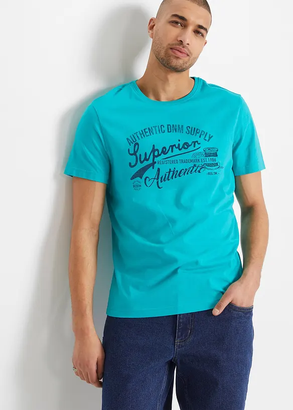 T-Shirt (2er Pack) in grün von vorne (im Anschnitt) - bonprix