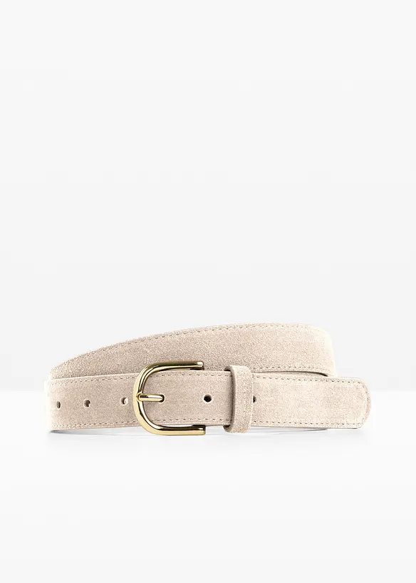 Ledergürtel mit glänzender Schließe in beige von vorne - bonprix