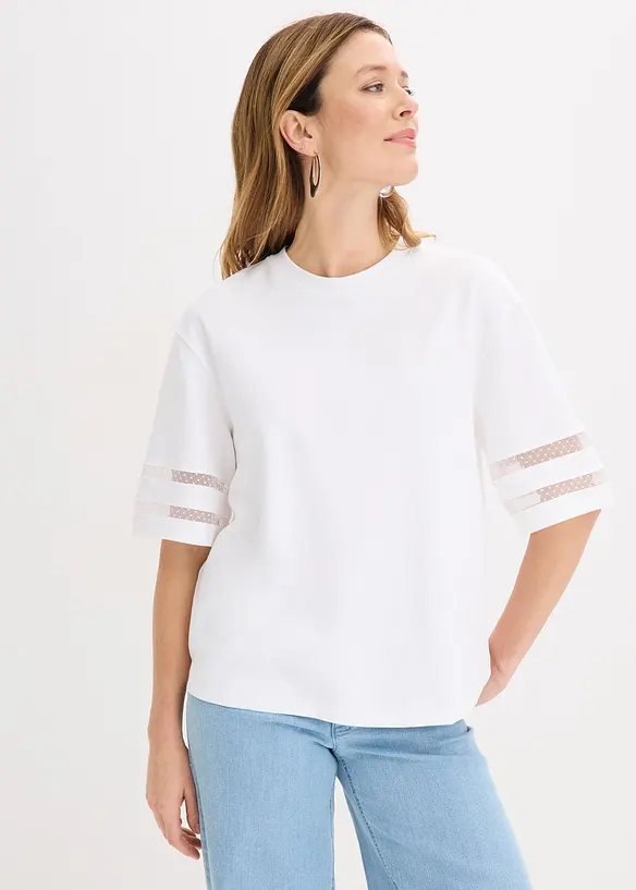 Shirt aus fester Bio-Baumwolle in weiß von vorne (im Anschnitt) - bonprix