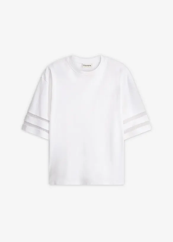Shirt aus fester Bio-Baumwolle in weiß von vorne - bonprix