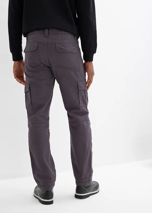 Relaxed-Fit Cargohose, Straight in grau von hinten - bonprix