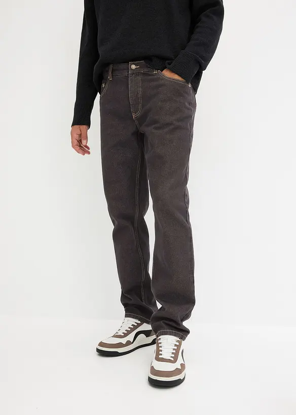 Regular-Fit-Jeans, Straight in braun von vorne - bonprix