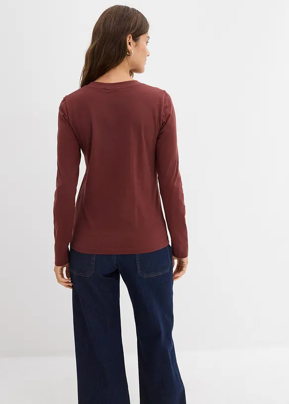Figurbetontes Langarmshirt in braun von hinten (im Anschnitt) - bonprix Figurbetontes Langarmshirt in braun von hinten (im Anschnitt) - bonprix