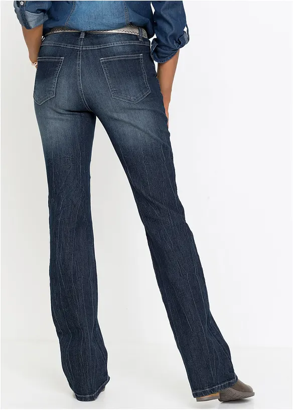 Bootcut Jeans High Waist, Komfort-Stretch in blau von hinten - bonprix