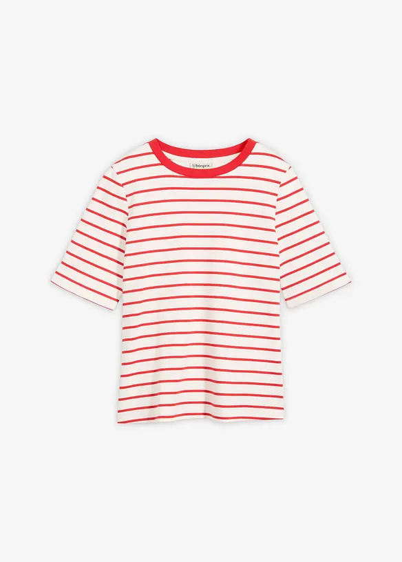 T-Shirt aus schwerer Bio-Baumwolle in weiß von vorne - bonprix