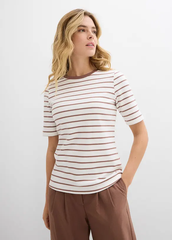 T-Shirt aus schwerer Bio-Baumwolle in weiß von vorne (im Anschnitt) - bonprix T-Shirt aus schwerer Bio-Baumwolle in weiß von vorne (im Anschnitt) - bonprix
