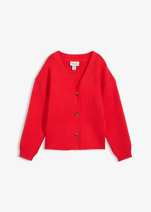 Strickjacke aus Baumwoll-Mix in rot von vorne - bonprix Strickjacke aus Baumwoll-Mix in rot von vorne - bonprix