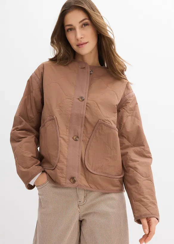 Steppjacke in braun von vorne (im Anschnitt) - bonprix