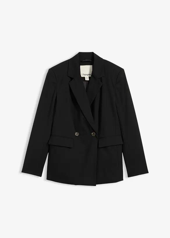 Blazer aus Viskose-Mix in schwarz von vorne - bonprix