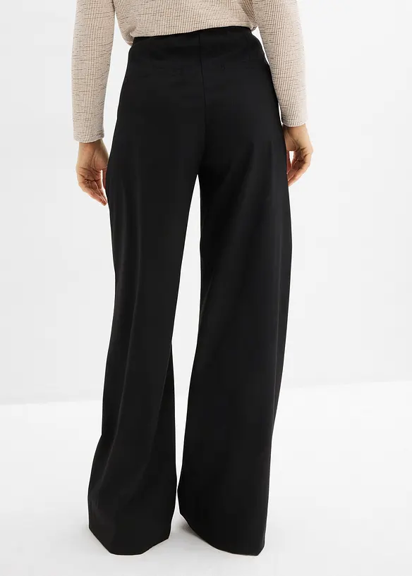Bundfaltenhose mit Bequembund in schwarz von hinten - bonprix