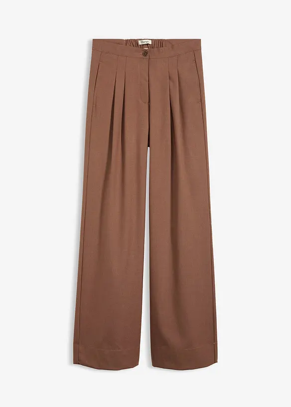 Bundfaltenhose mit Bequembund in braun von vorne - bonprix