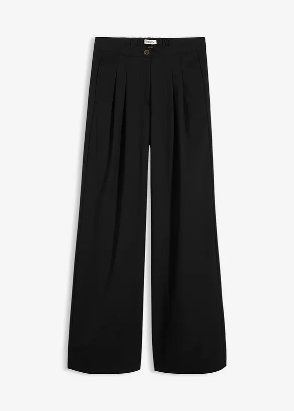 Bundfaltenhose mit Bequembund in schwarz von vorne - bonprix
