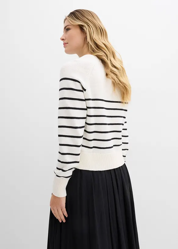 Pullover aus reiner Baumwolle in weiß von hinten (im Anschnitt) - bonprix