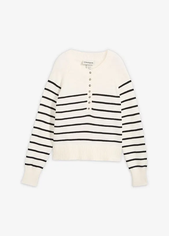 Pullover aus reiner Baumwolle in weiß von vorne - bonprix