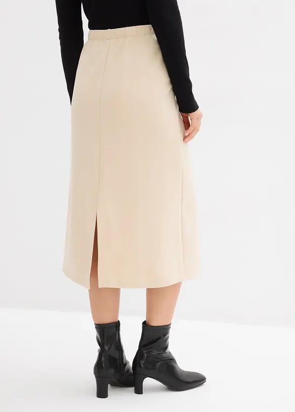 Midirock aus softem Scuba in beige von hinten - bonprix Midirock aus softem Scuba in beige von hinten - bonprix