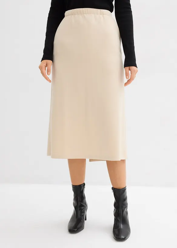 Midirock aus softem Scuba in beige von vorne - bonprix Midirock aus softem Scuba in beige von vorne - bonprix