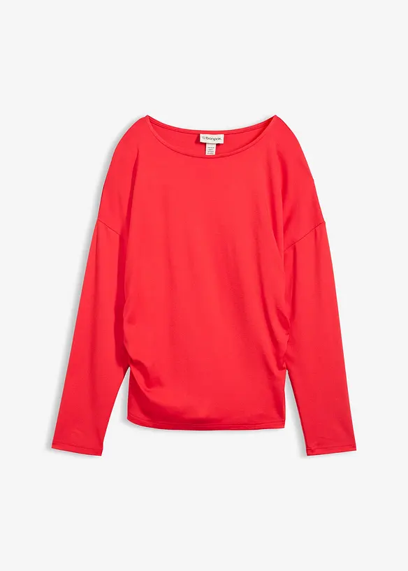 Langarmshirt aus bequemen Punto di Roma in rot von vorne - bonprix