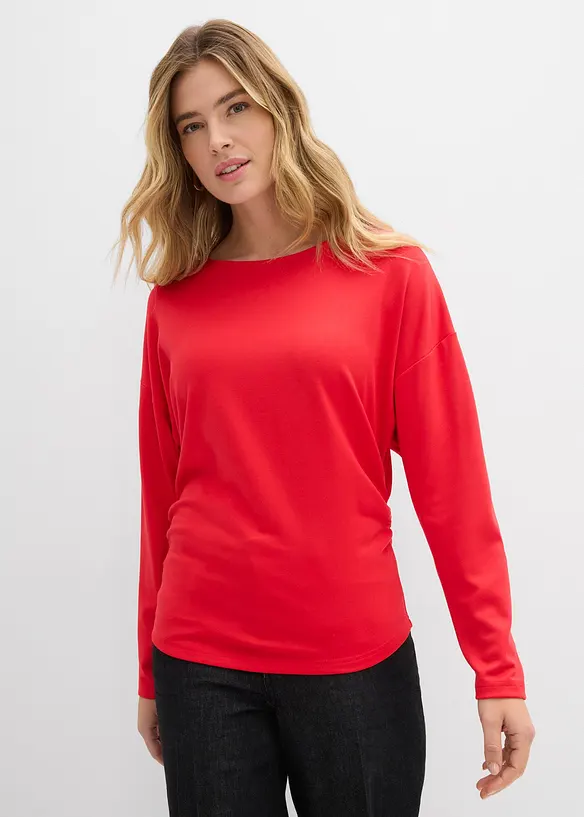 Langarmshirt aus bequemen Punto di Roma in rot von vorne (im Anschnitt) - bonprix