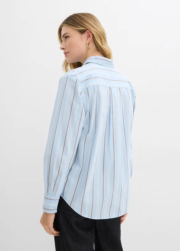 Hemdbluse aus reiner Baumwolle in blau von hinten (im Anschnitt) - bonprix