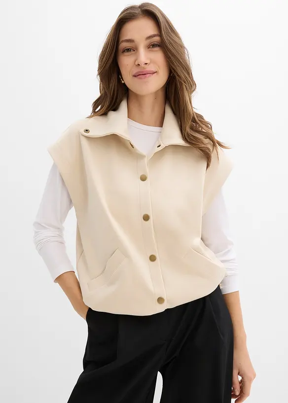 Weste aus bequemen Scuba in beige von vorne (im Anschnitt) - bonprix