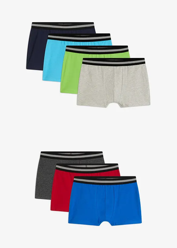 Boxershorts mit weicher Baumwolle (7er Pack) in blau von vorne - bonprix