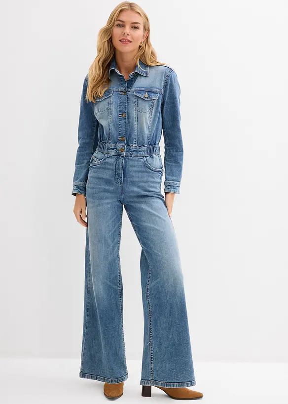 Jeans-Overall in blau von vorne (Totalaufnahme) - bonprix Jeans-Overall in blau von vorne (Totalaufnahme) - bonprix