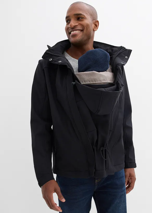 3-in-1 Herren-Tragejacke mit Vorder- und Rückentragefunktion in schwarz von vorne (im Anschnitt) - bonprix
