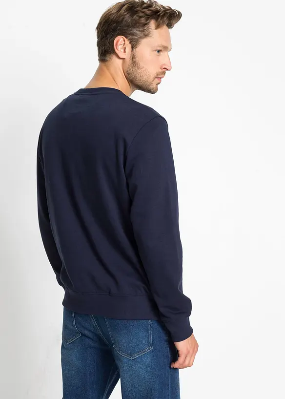 Sweatshirt aus weichem Baumwoll-Mix (2er Pack) in blau von hinten (im Anschnitt) - bonprix