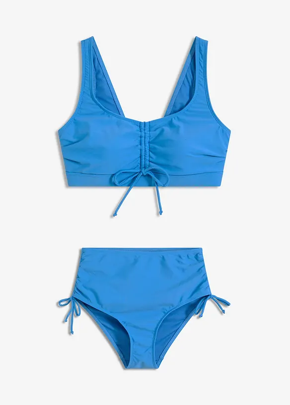 Bustier-Bikini mit Bindebändern (2-tlg.Set) in blau von vorne - bonprix