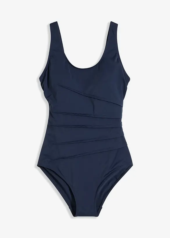 Light Shape-Badeanzug mit Zierfalten in blau von vorne - bonprix
