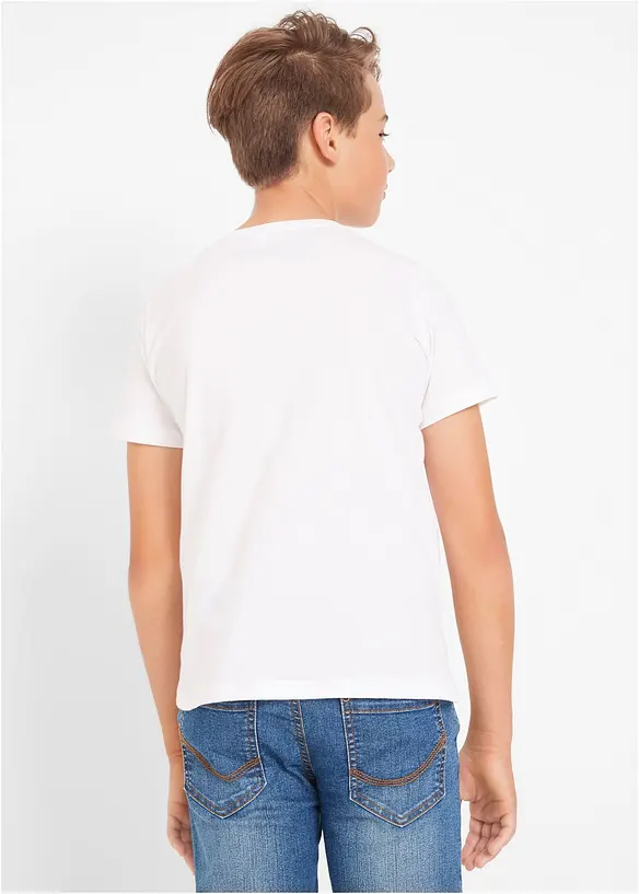 T-Shirt aus Bio-Baumwolle (3er Pack) in weiß von hinten (im Anschnitt) - bonprix