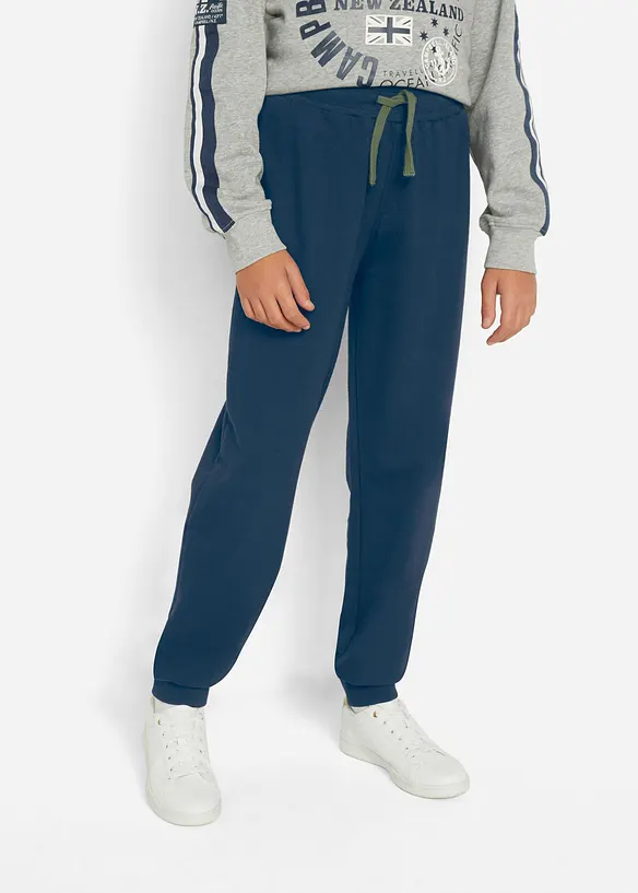 Jogginghose mit Baumwolle (2er Pack) in blau von vorne - bonprix