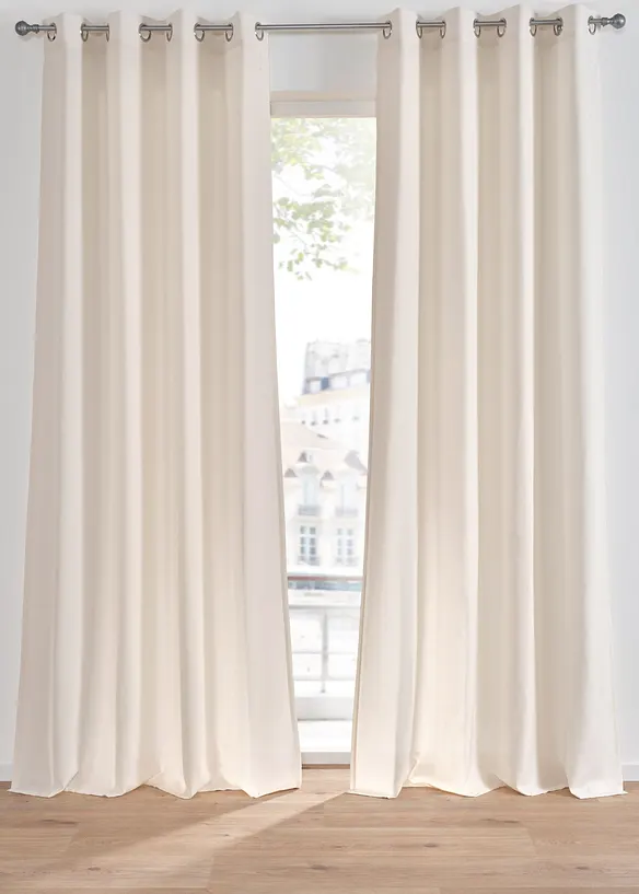 Vorhang in Leinen-Optik mit recyceltem Polyester (1er Pack) in beige - bonprix