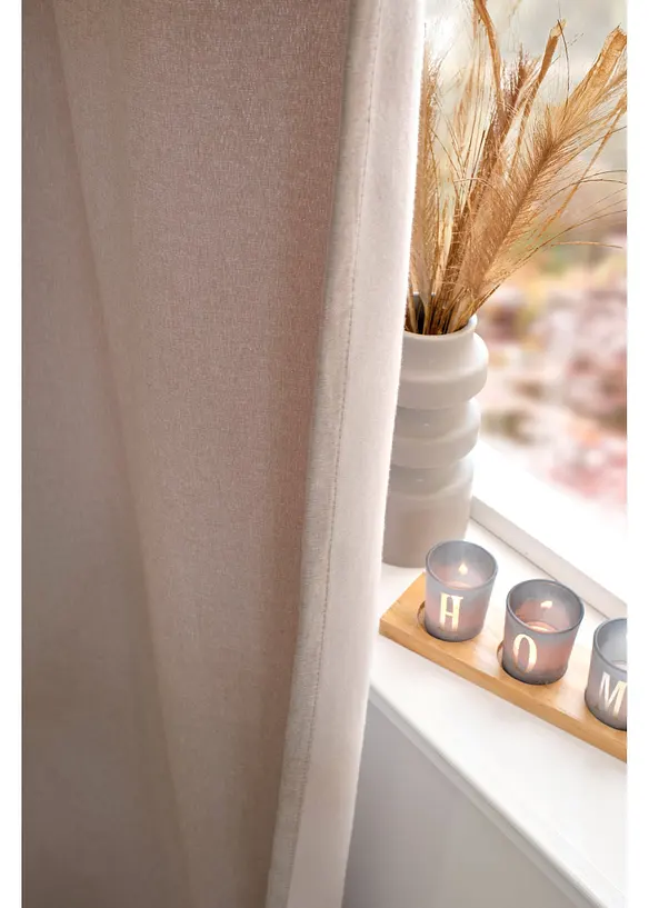 Thermo-Vorhang mit weicher Fleece-Rückseite, auch in extra lang (1er Pack) in weiß (Detailaufnahme) - bonprix