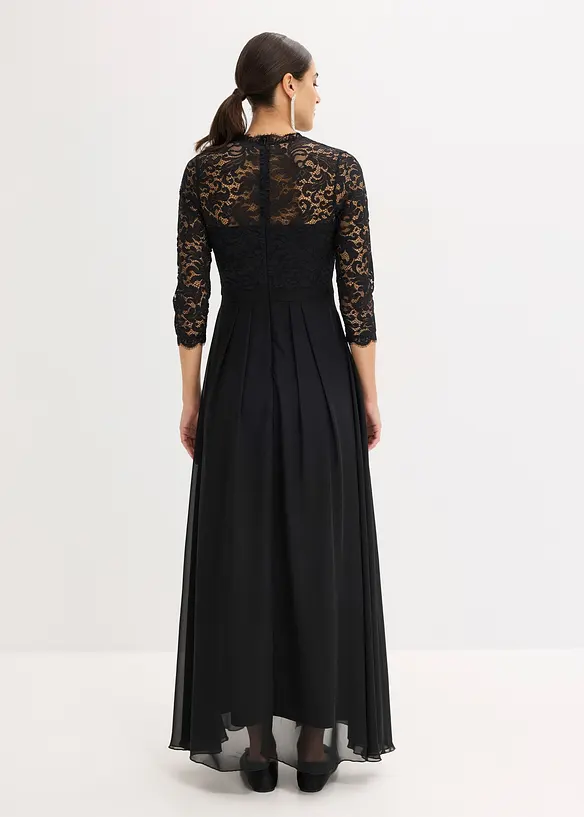 Maxikleid mit Spitze in schwarz von hinten (Totalaufnahme) - bonprix Maxikleid mit Spitze in schwarz von hinten (Totalaufnahme) - bonprix
