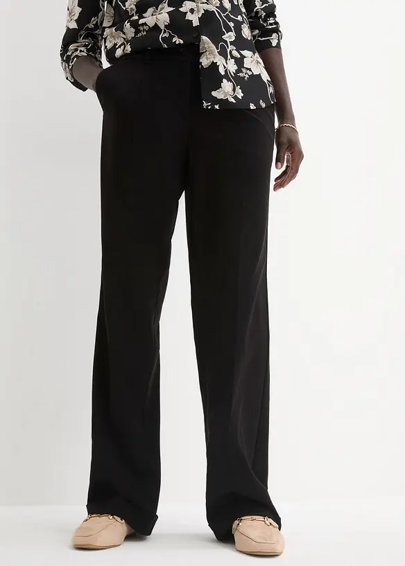 Bundfaltenhose in schwarz von vorne - bonprix