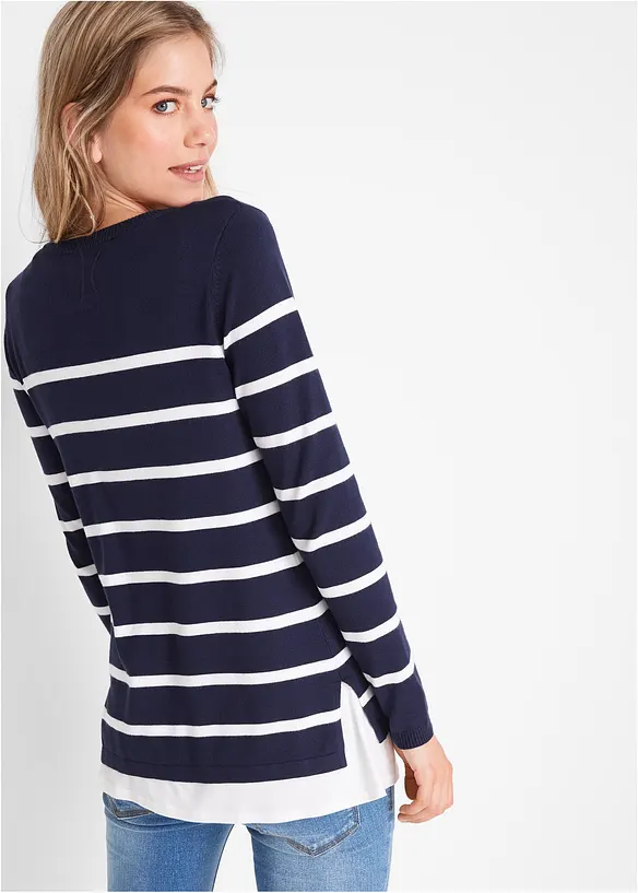 2-in-1 leichter Umstands- und Stillpullover in blau von hinten (im Anschnitt) - bonprix