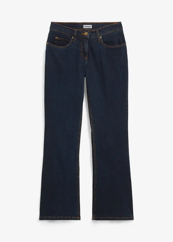 Bootcut-Jeans High Waist, Stretch in blau von vorne - bonprix