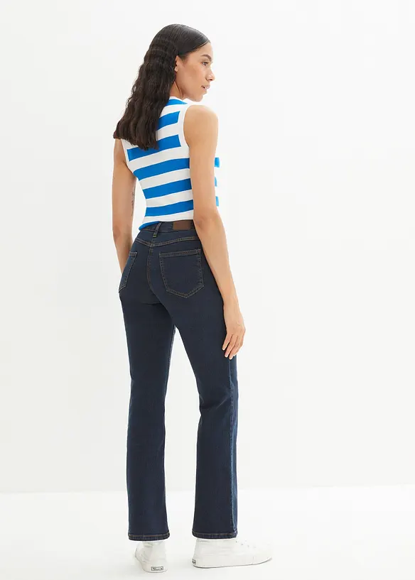 Bootcut-Jeans High Waist, Stretch in blau von hinten - bonprix