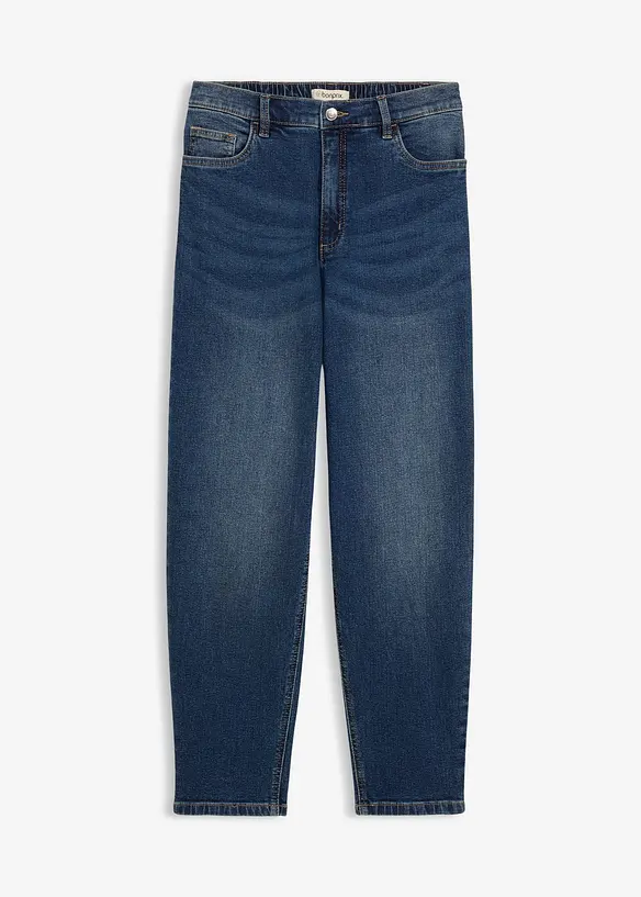Mom-Jeans High Waist, cropped in blau von vorne - bonprix