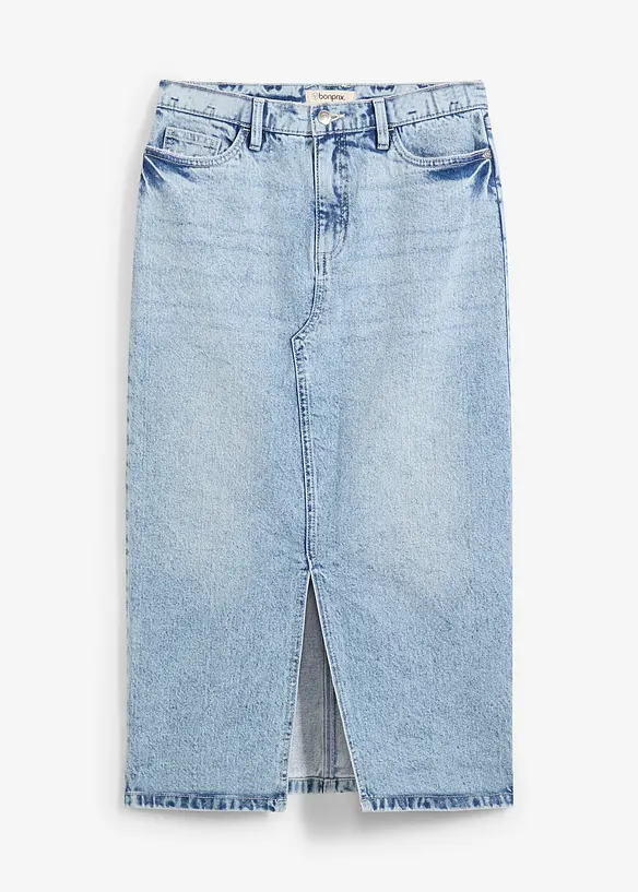 Jeansrock in Midilänge in blau von vorne - bonprix