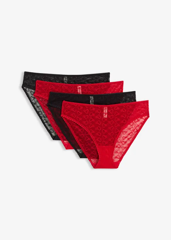 Maxislip aus Spitze (4er Pack) in schwarz von vorne - bonprix