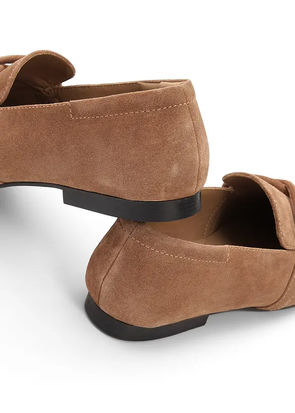 Loafer aus Veloursleder in braun - bonprix