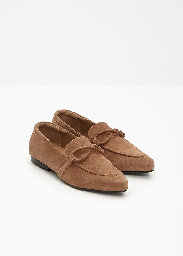 Loafer aus Veloursleder in braun - bonprix