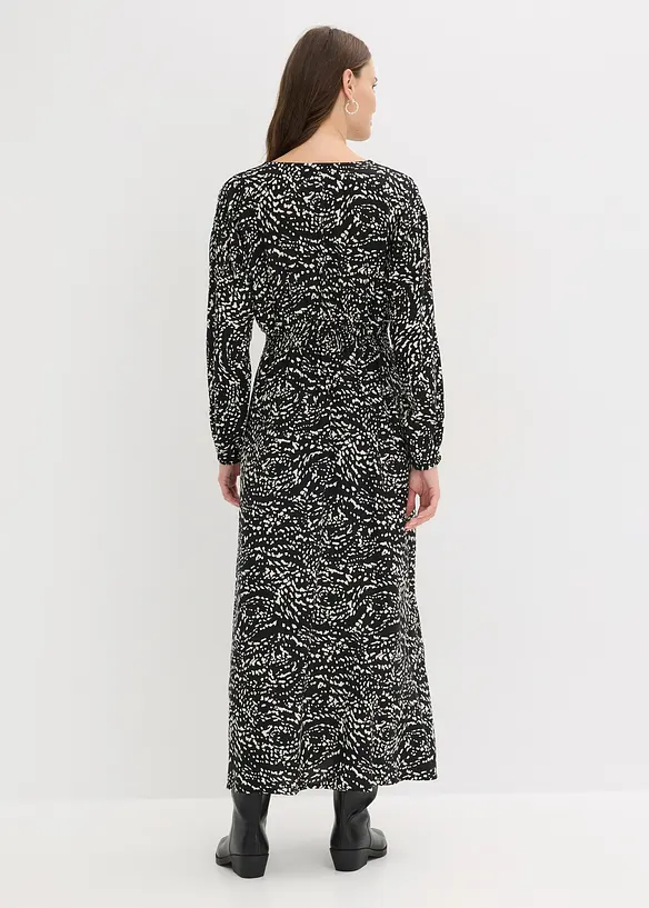 Maxikleid aus reiner Viskose in schwarz von hinten (Totalaufnahme) - bonprix